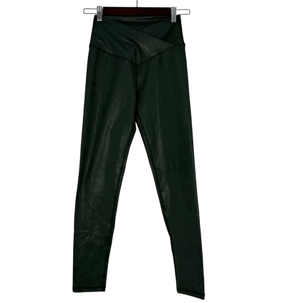 OFFLINE by Aerie Crossover Faux Leather Leggings Women M Green High Rise